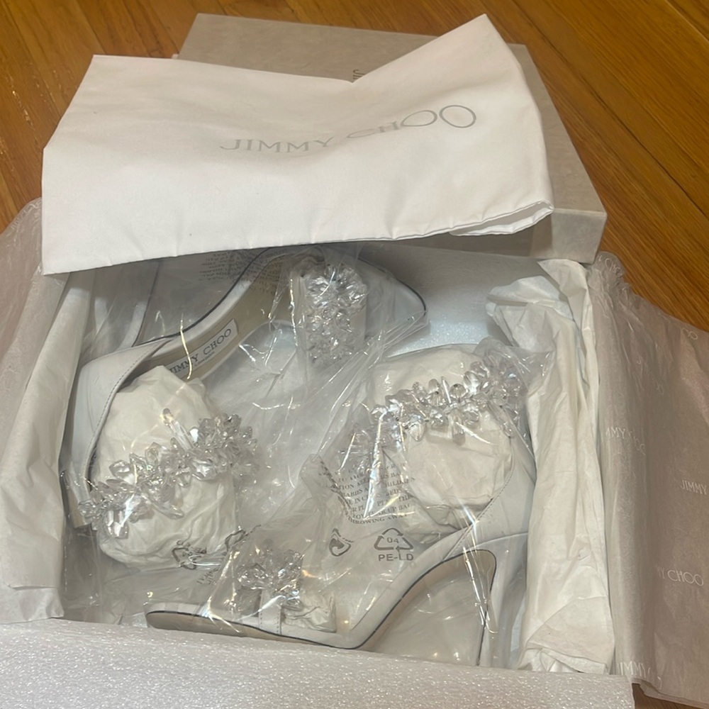 Jimmy Choo Maisel 100 Crystal Embellished heeled sandals sz 38 - Picture 15 of 17